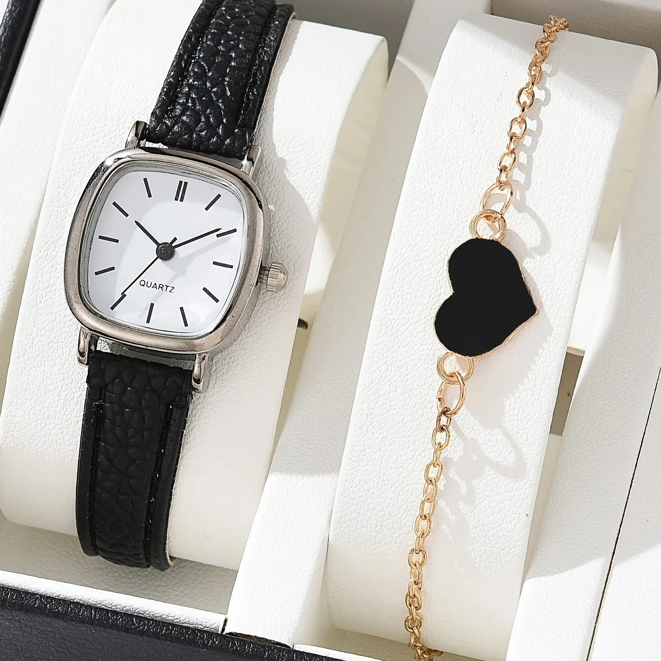 1pc Glitter Dial Square Dial Quartz Watch & 1pc Bracelet Fancy Women Watches Jewelry Sophisticated And Stylish Women Watch Qme Set 1