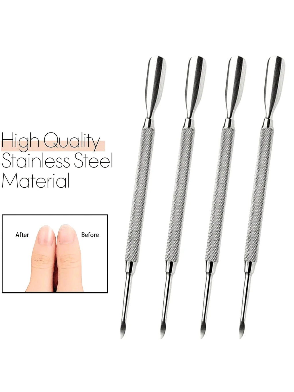 Cuticle Pusher Double Sided - Sharp Edge Spoon Shaped Dual Ended Cuticle Pusher Remover Clean Stainless Steel Manicure Pedicure Qme
