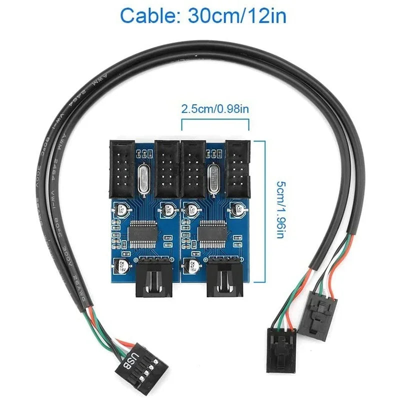 Motherboard USB 2.0 9Pin Connector 1 To 4 Expansion Hub Splitter Adapter Converter MB USB 2.0 Female To 4 Female -30CM USB Qme