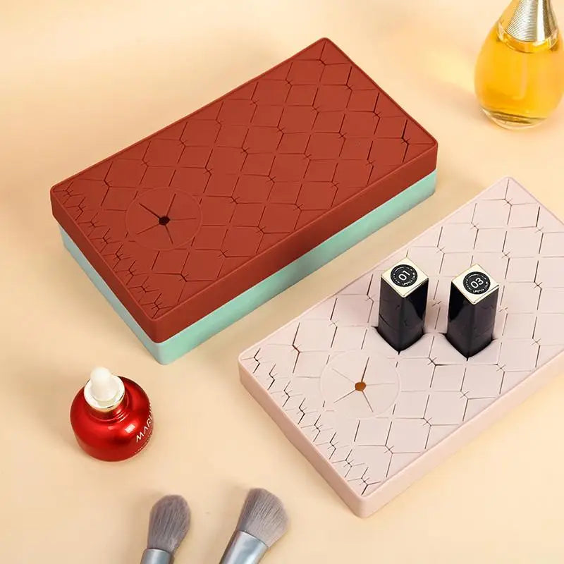 Desktop Organizer Silicone Lipstick Storage Rack Cosmetic Makeup Box Qme