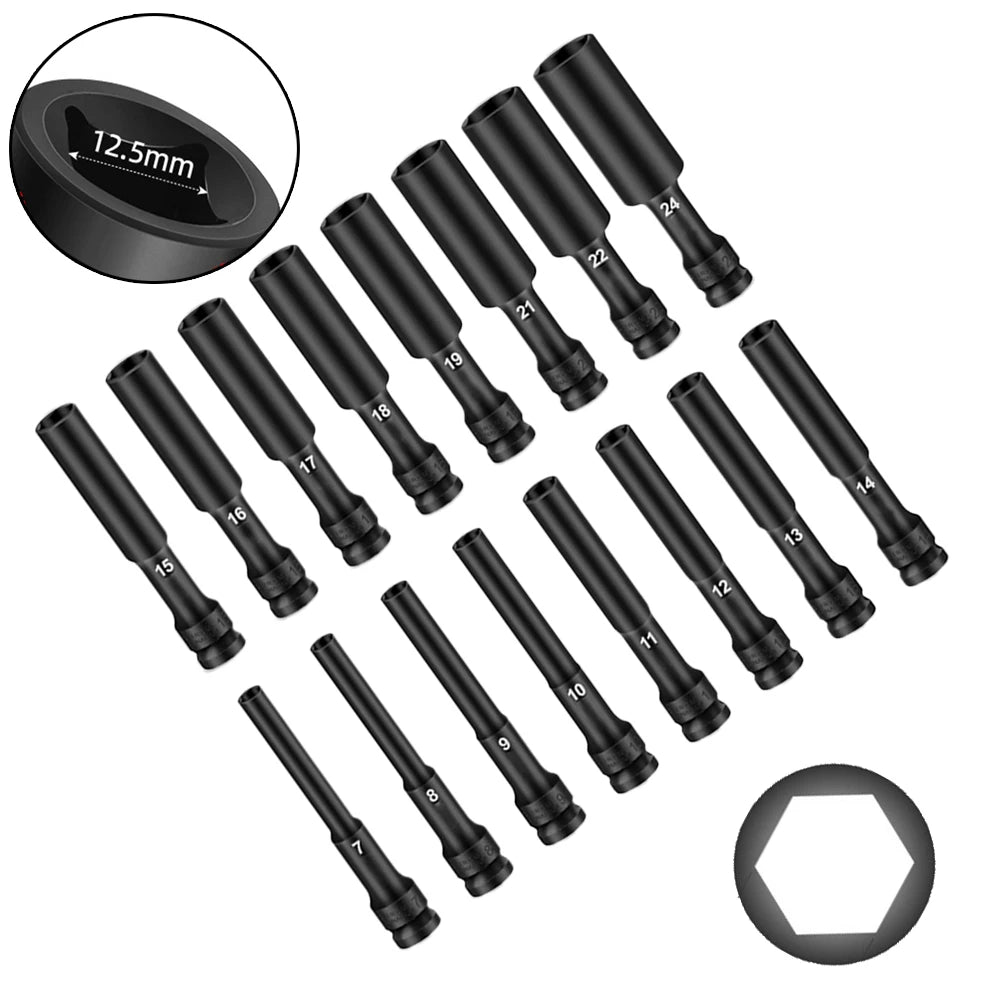 1/2 Drive Socket Wrench Hex Socket Head 8-24mm Adapter Spanner Converter Replacement Parts Tire Removal Tools Accessories Qme