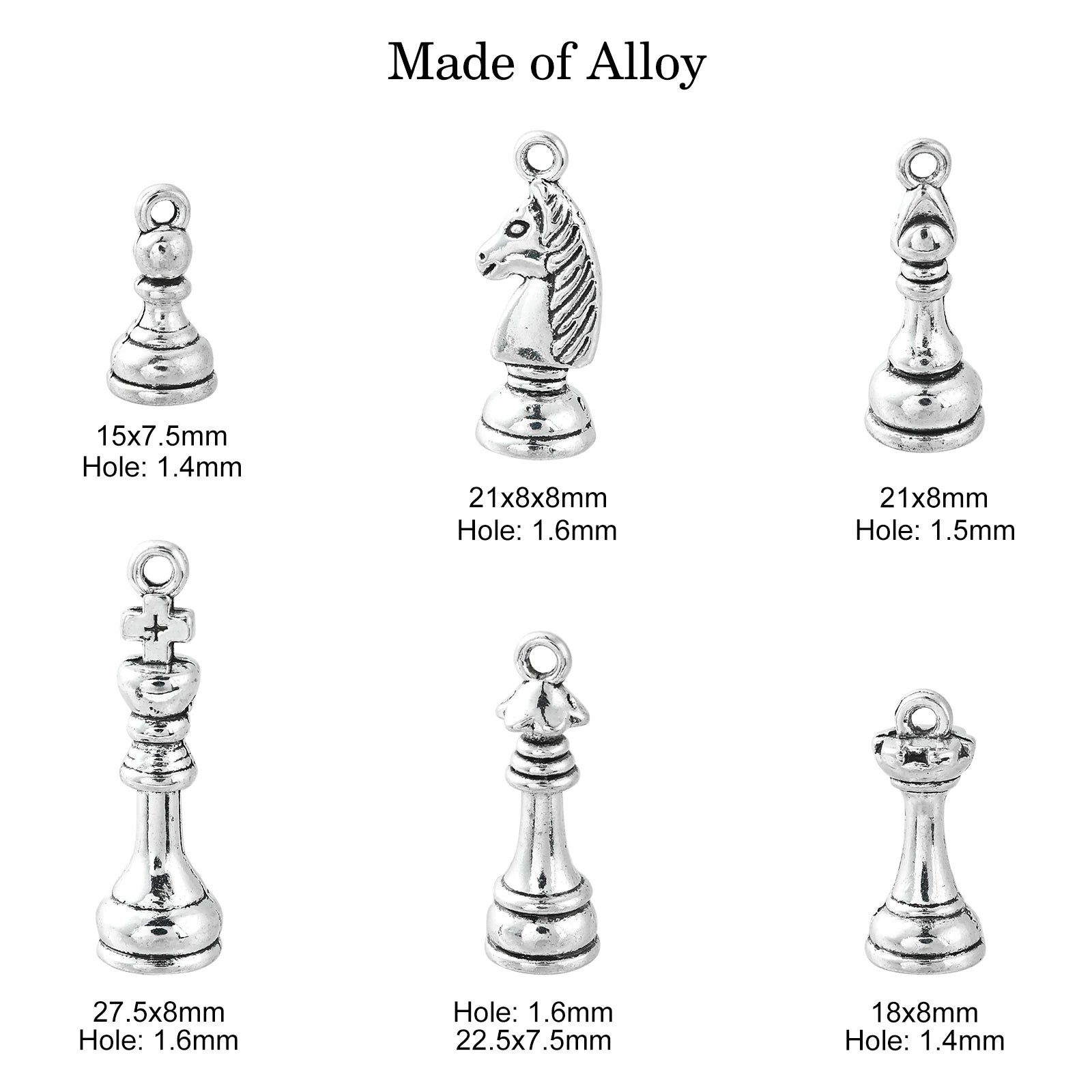 Pandahall 60Pcs 6 Styles Tibetan Chess Piece Charms 3D Internatiional Chess Piece Charms for Jewelry Making DIY Crafting Qme