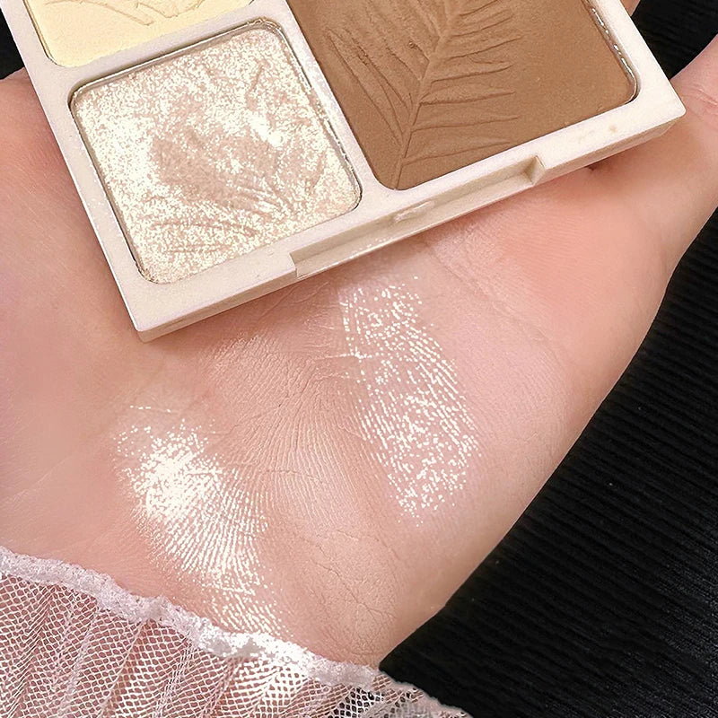 Four Face Highlighter Palette Matte Shadow Lasting Glow Brighten Qme