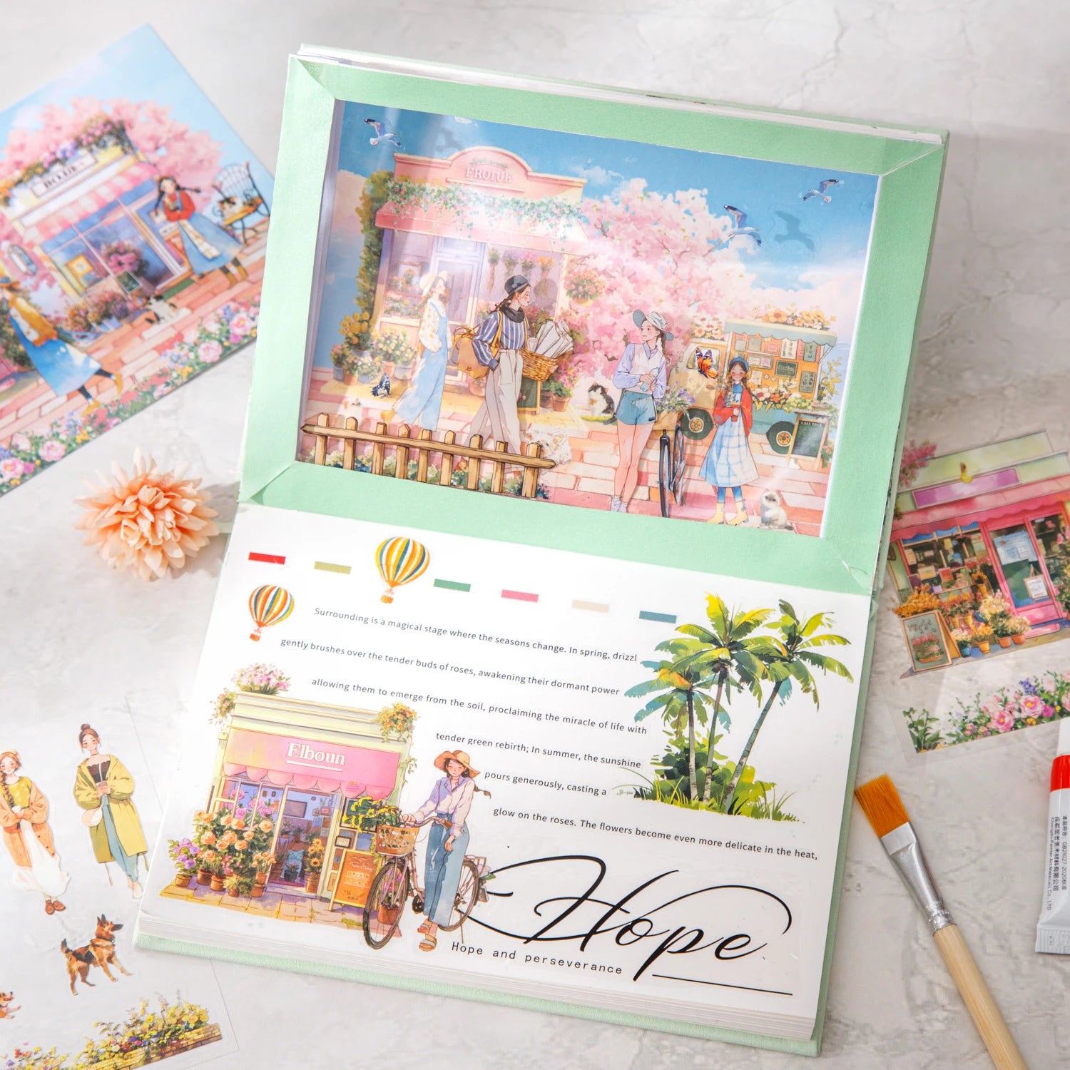 10Sheets Relaxing Holiday Sticker Book Scenic Landscape Theme for Scrapbooking Journaling Decorate Laptop Phone Case DIY Crafts Qme