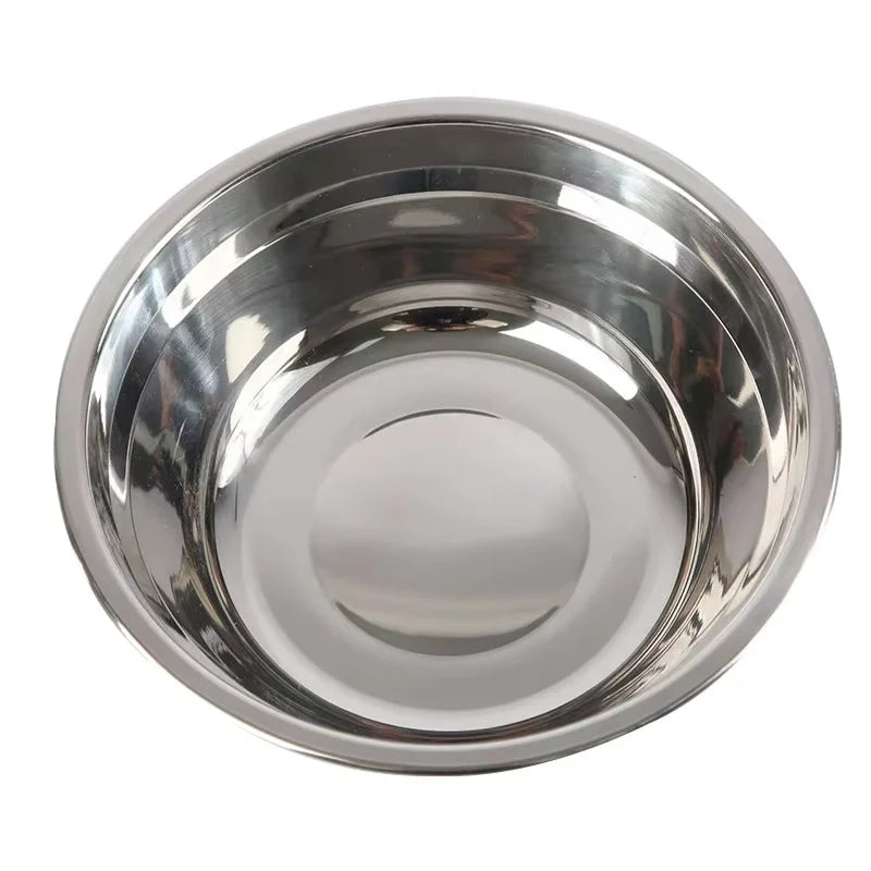 Stainless Steel Round Thicken Kitchen Cooking and Baking Kneading Bowl, Washing Fruit and Vegetable Bowl Qme 28cm