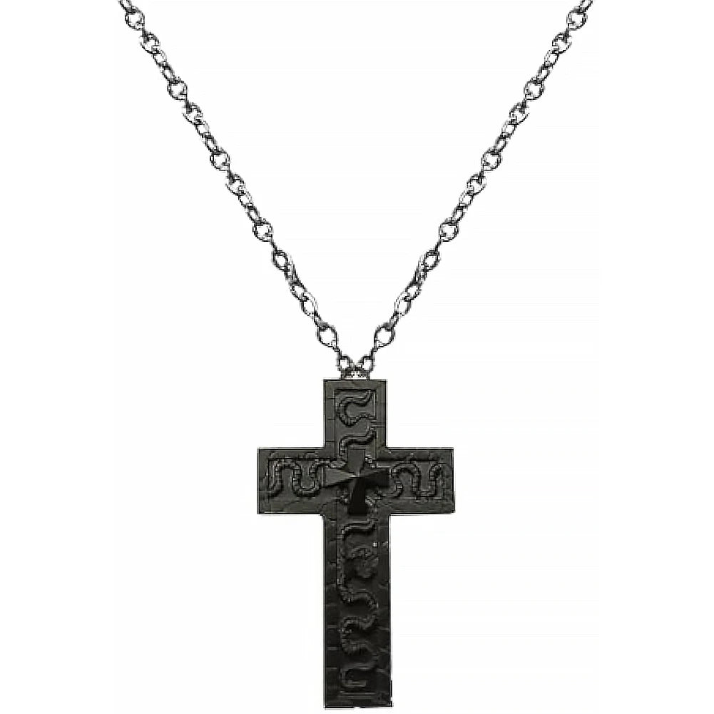 Vintage Cross Necklace with Secret Compartment Cross Pendant Necklace Openable Stainless Steel Chain Pendant Charm Jewelry Gifts Qme Black