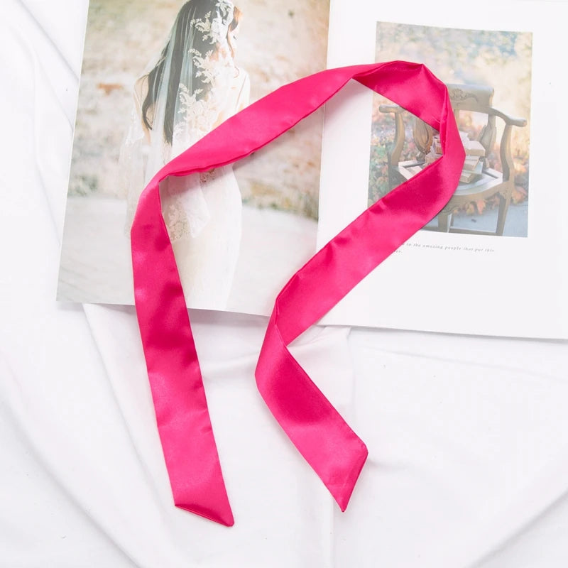 Long Bag Scarf Women Hair Band Lady Accessories Solid Skinny Scarves
