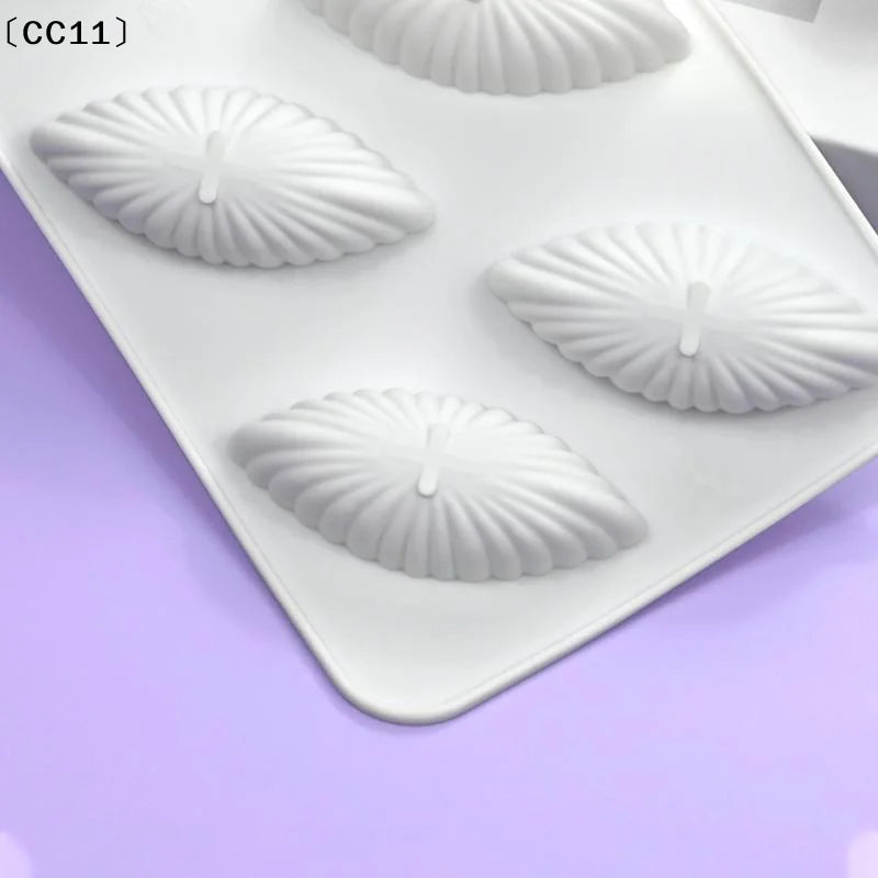 6 Cells 3D Shell Design Pudding Mousse Cake Moulds Madeleine Dessert Qme