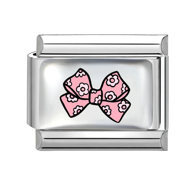 2026 Pink Love Heart Eyes OneArrow through the heart Italian Charms Link 9mm Sliver Modular Bracelet Stainless Steel DIY Jewelry Qme Style 16