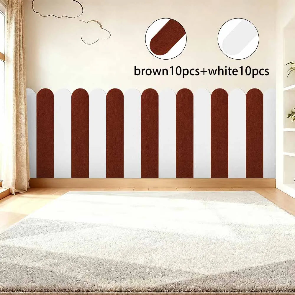 Modern Home Bedroom Decor Vinyl Stickers Macaron Two-tone Patchwork Qme 60cmX15cm-20pcs white and brown