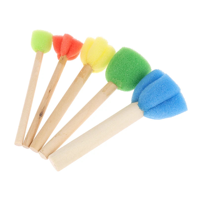 Kids Toddler Sponge Stamp Brush Kits Flower Drawing Toys Children Qme