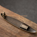 Metal Incense Stick Burner Ancient Style Boat Shape Incense Stick Holder Classical Elegance Aromatherapy Ornament Qme leaf