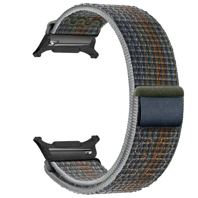 Nylon Solo Loop Strap for Samsung Galaxy Watch 7 Ultra 47mm Braided Band Bracelet for Galaxy 7 Ultra Quick Connector Watchband Qme Midnight-B Galaxy Watch 7 Ultra