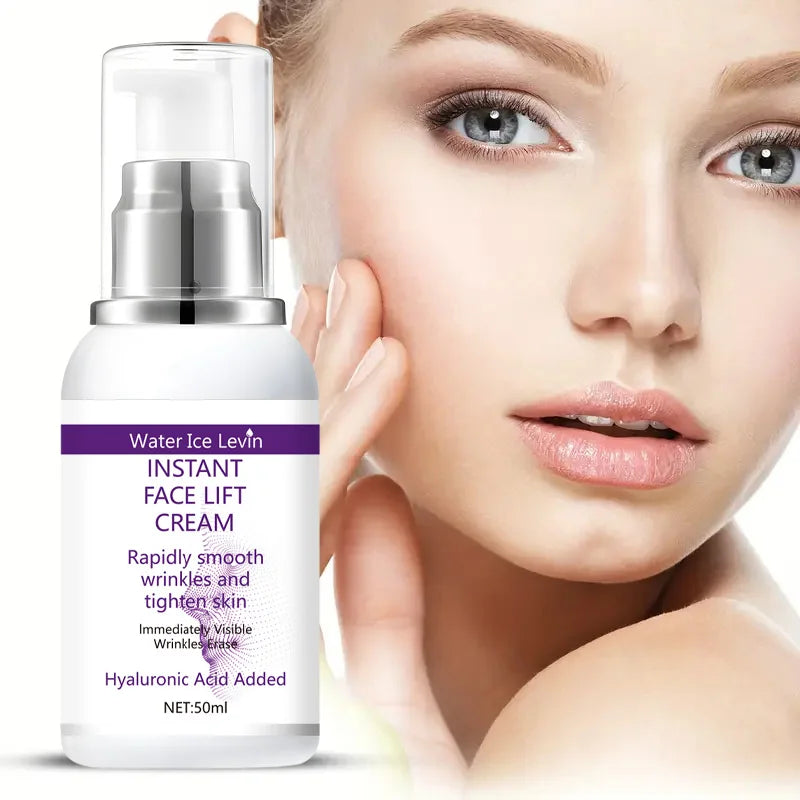 Instant face lift cream with hyaluronic acid for wrinkles. Firming solution. Qme