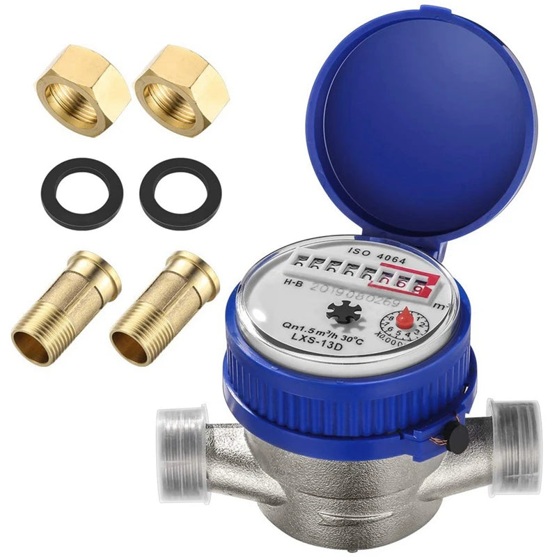 1 PCS Single Jet Water Meter Brass Water Meter Home And Garden Use Flow Water Meter Plastic Qme As Shown