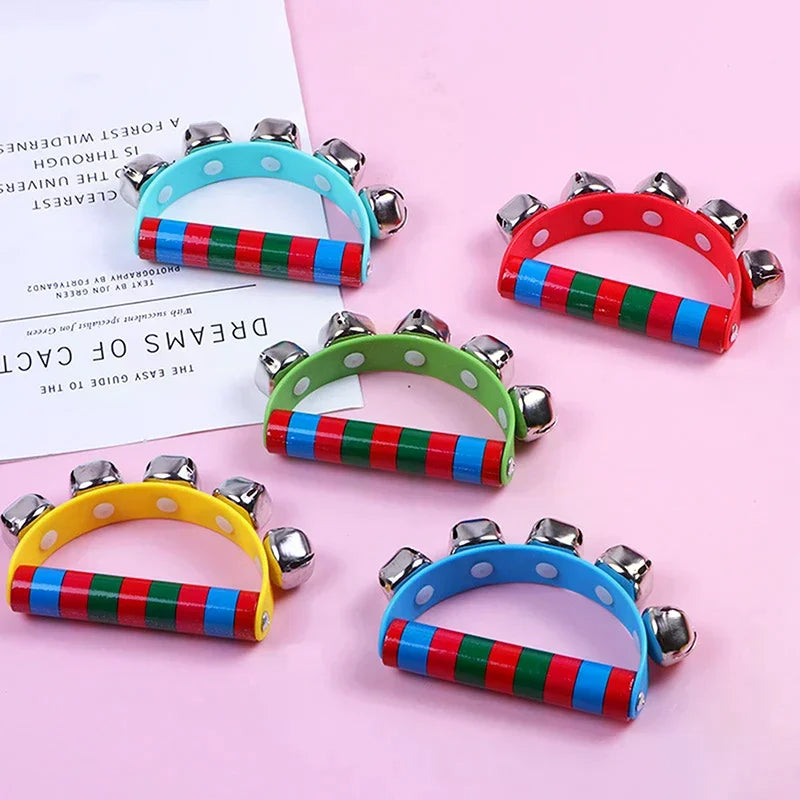One-piece Smart Toy Handbell Kids 5 Jingle Bells Wood Grip Music Qme Default Title