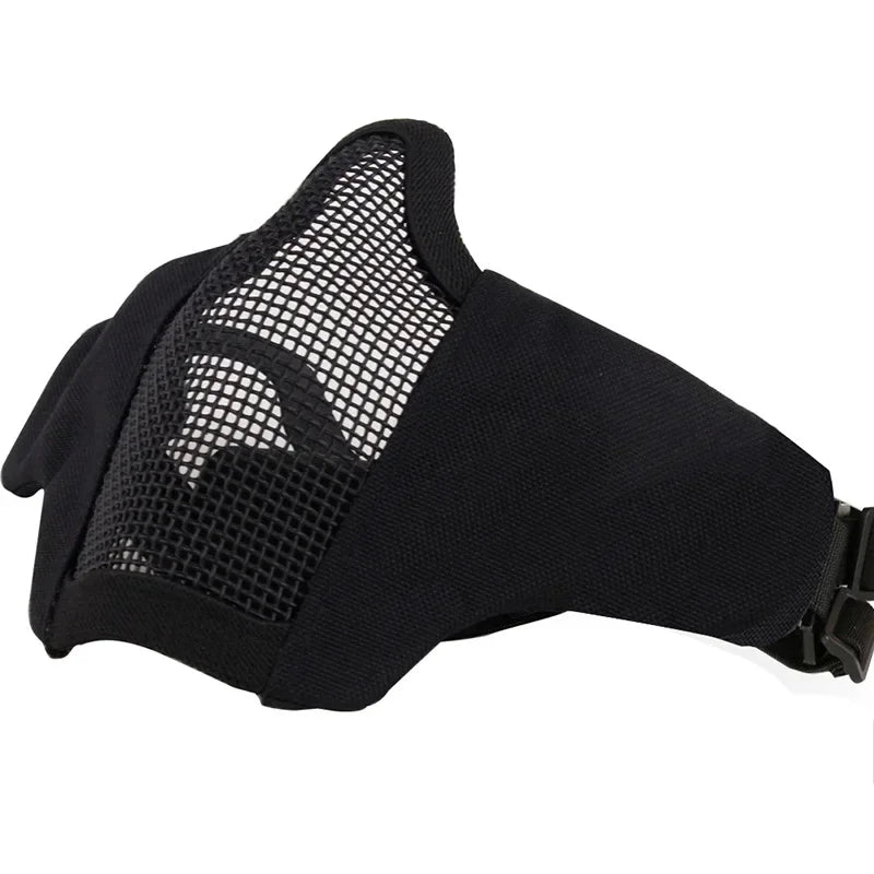 Tactical Lower Face Protective Mask for Hunting, Paintball, CS, Adjustable Military Tactical Protective Mesh Half Face Mask Qme 1