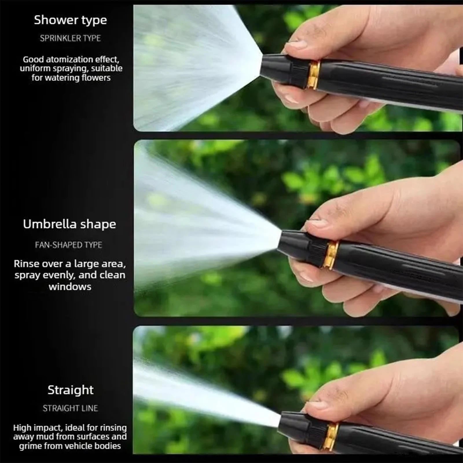 High Pressure Powerful Flushing Nozzles Adjustable Pressure Washer Garden Sprinkler Multipropose Household Water Gun Accessories Qme