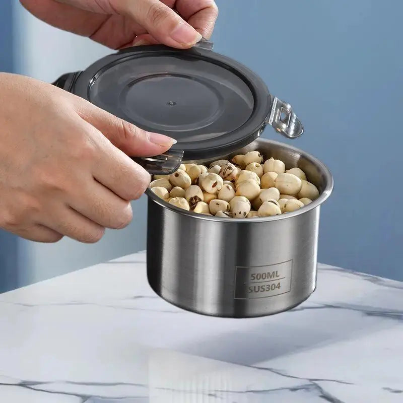 Stainless Steel Sealed Container Jar Kitchen Barrel Organizer Fresh Qme