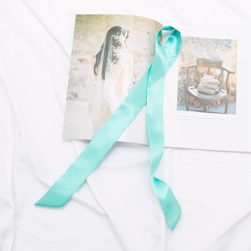 Long Bag Scarf Women Hair Band Lady Accessories Solid Skinny Scarves