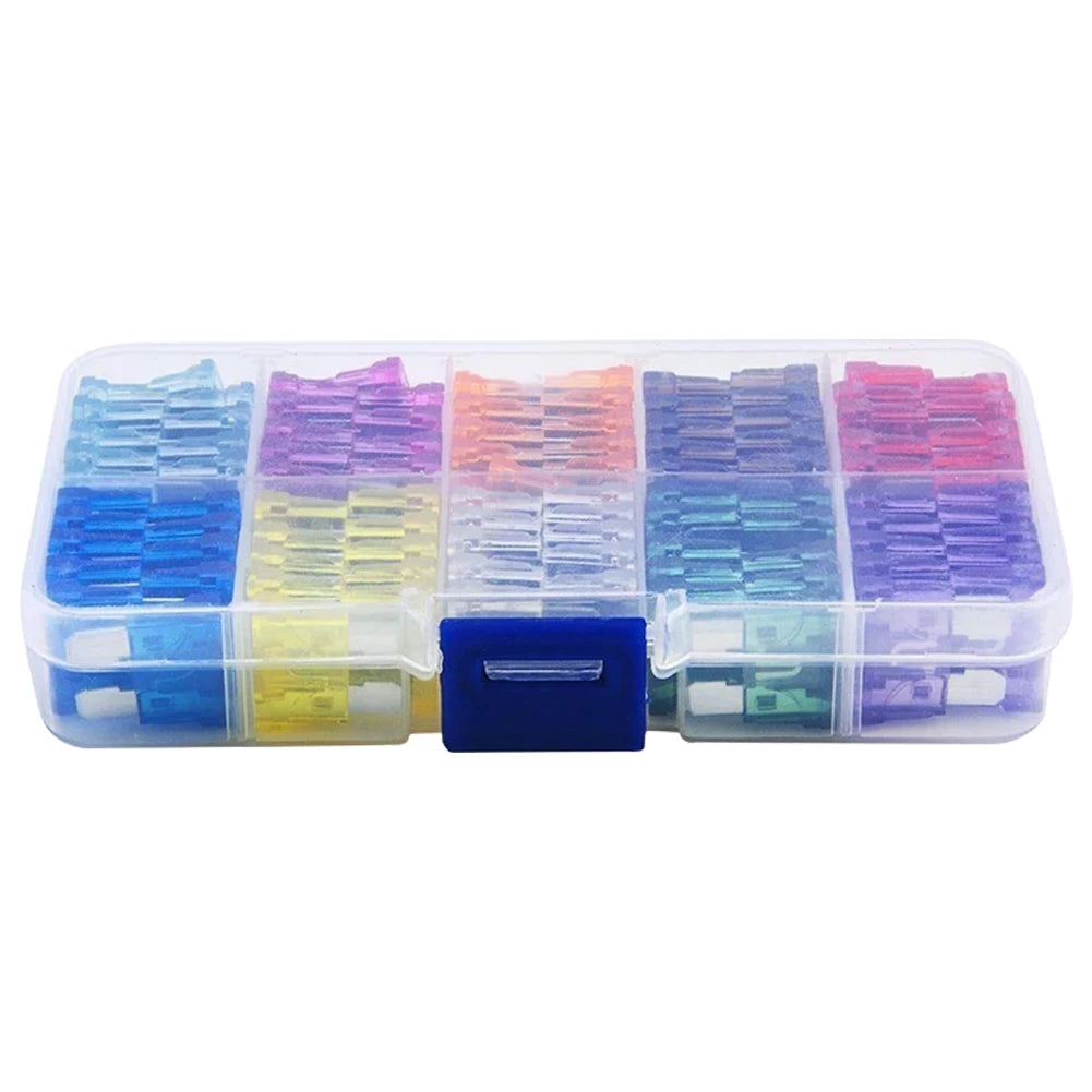 Blade Type Fuse Set 100Pcs Car Fuses 2A 3A 5A 7.5A 10A 10 Types 15A 20A 25A 30A 35A Car Fuse Assortment with Box Qme 1Box