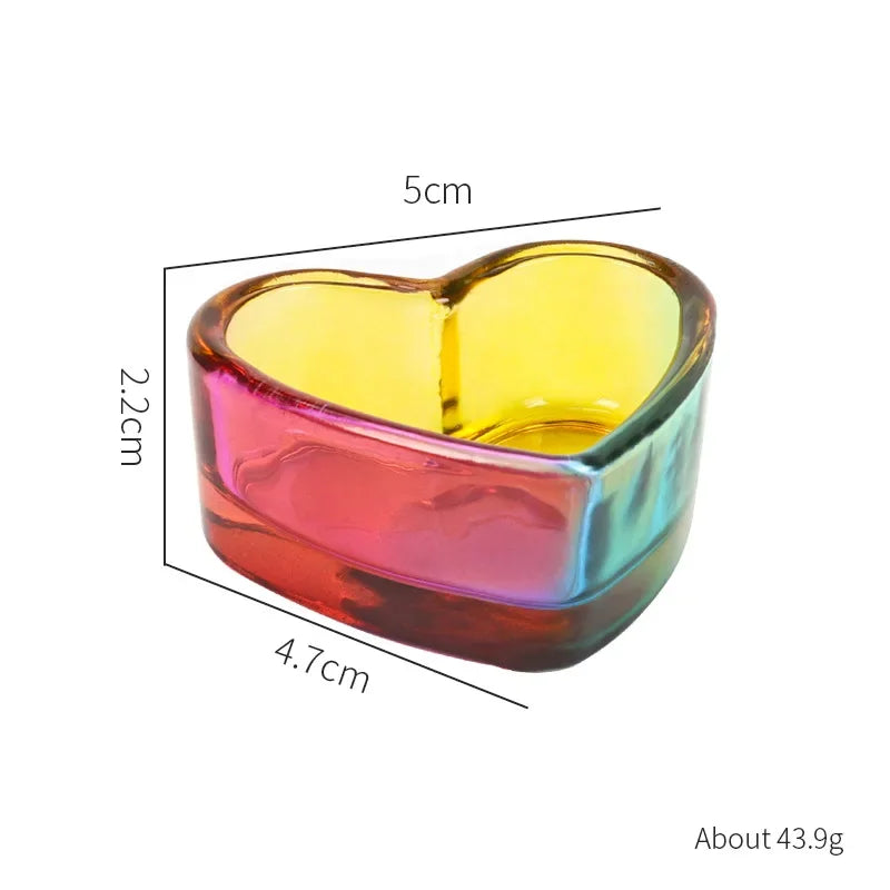 Acrylic Powder Liquid Crystal Glass Cup Aurora Colorful Cup Nail Brush Washing Mug Nail Art Tools Liquid Powders for Mixing Bowl Qme heart-shaped