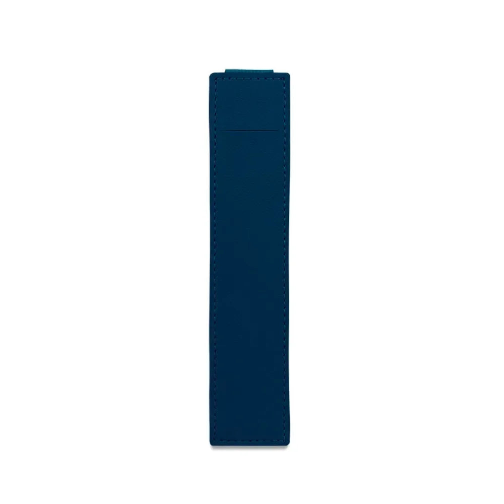 Pu Leather Pen Bag Elastic Buckle Book Notebook Fashion School Pen Case for Office Meeting Easy Carry Office Student Stationery Qme dark blue