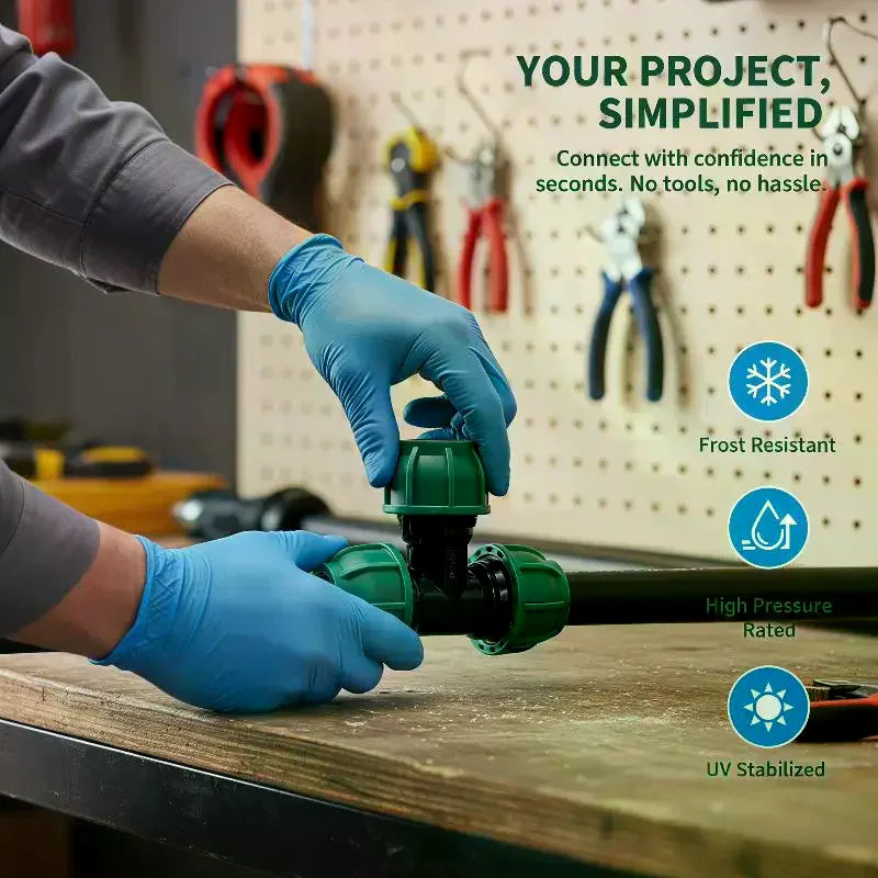 PE Pipe Fittings Quick Connectors Tap Water Pipes Heatless Joints Valves Direct Elbows Tees For Plumbing Irrigation DIY Repair Qme