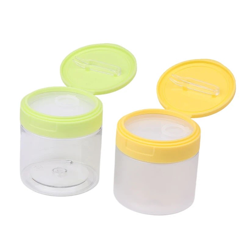 200- Makeup Remover Pad Jar Tweezers Round Clear Container Jars Empty Qme