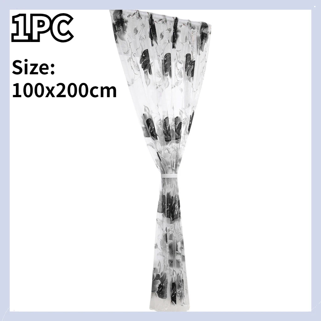 1 Vines Leaves Tulle Door Window Curtain Drape Panel Sheer Scarf