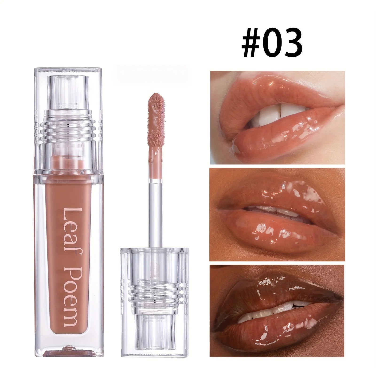 Hydrating Crystal Lip Oil - Plumping & Moisturizing Gloss with Tinted Shades for All Skin Types Qme 03