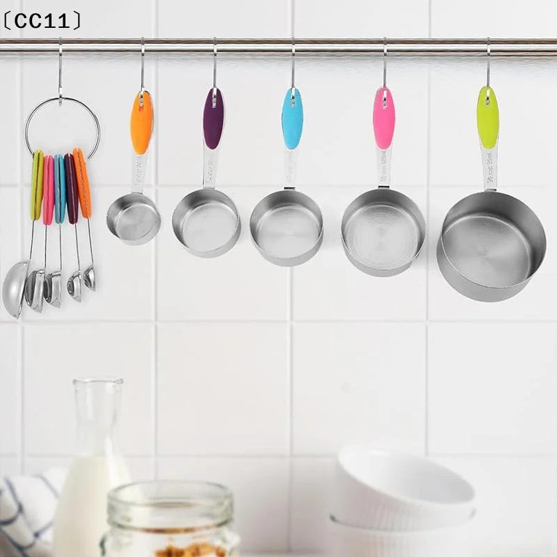 Stainless Steel Measuring Cups Spoons Kitchen Accessories Baking Cake Qme