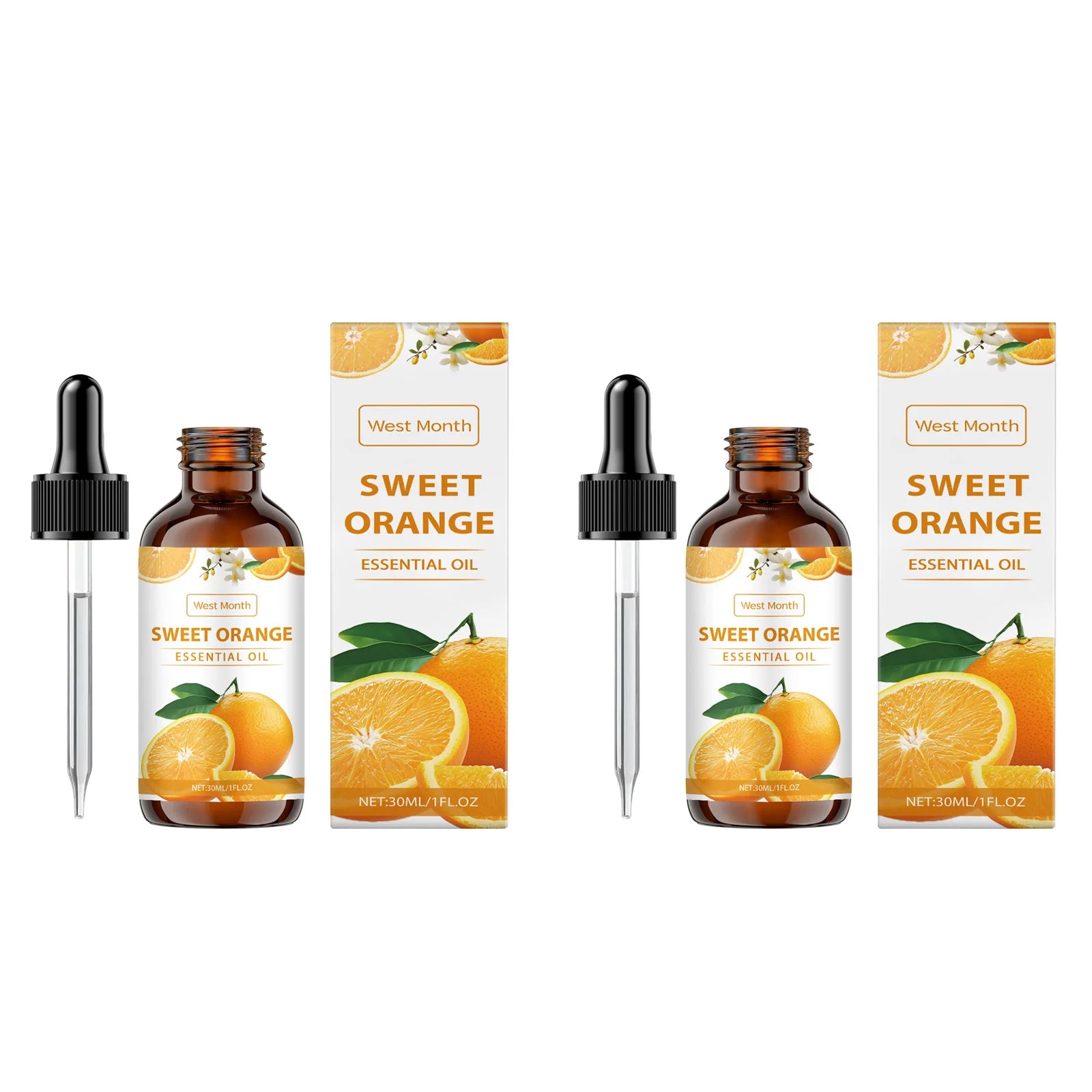Sweet Orange Essential Oil For Body Massage Hydrating Nourishing Smoothing Skin Care Freshness Long-lasting Fragrance Qme 2Pcs 30ml Sweet Orange