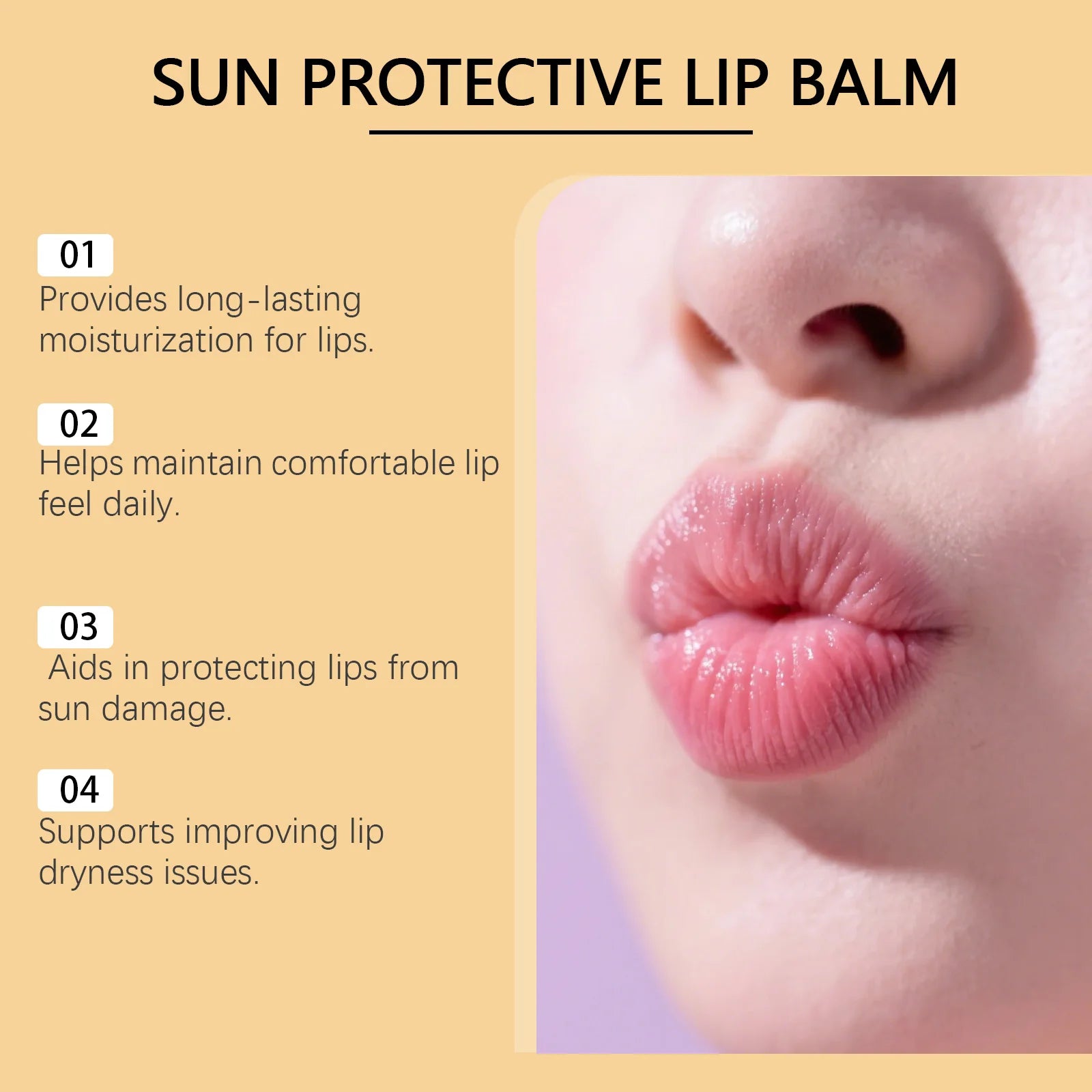 Sun Protective Lip Balm SPF50+ Hydrating Lip Sunblock Fade Lip Lines Nourishing Moisturizing Brighten with Kojic Acid Ceramide Qme