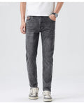 Jeans men summer new slim fit skinny pants casual pants men Korean style trendy thin nine-point pants Qme Black Gray 38