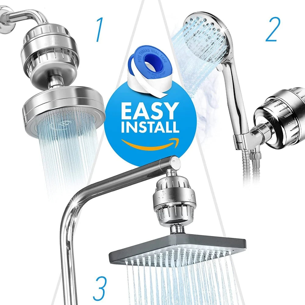 15 Stage Activated Carbon Filter Remove Chlorine Soft Water Reduce Dry Itchy Skin Bathroom Shower Head Filtration Purifier Qme