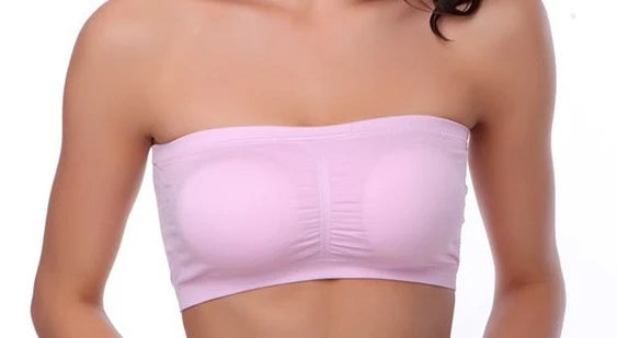 Double Layers Plus Size Strapless Bra Bandeau Tube Removable Padded Top Stretchy Seamless Bandeau Bra Boob Crop Spaghetti Strap Qme pk S