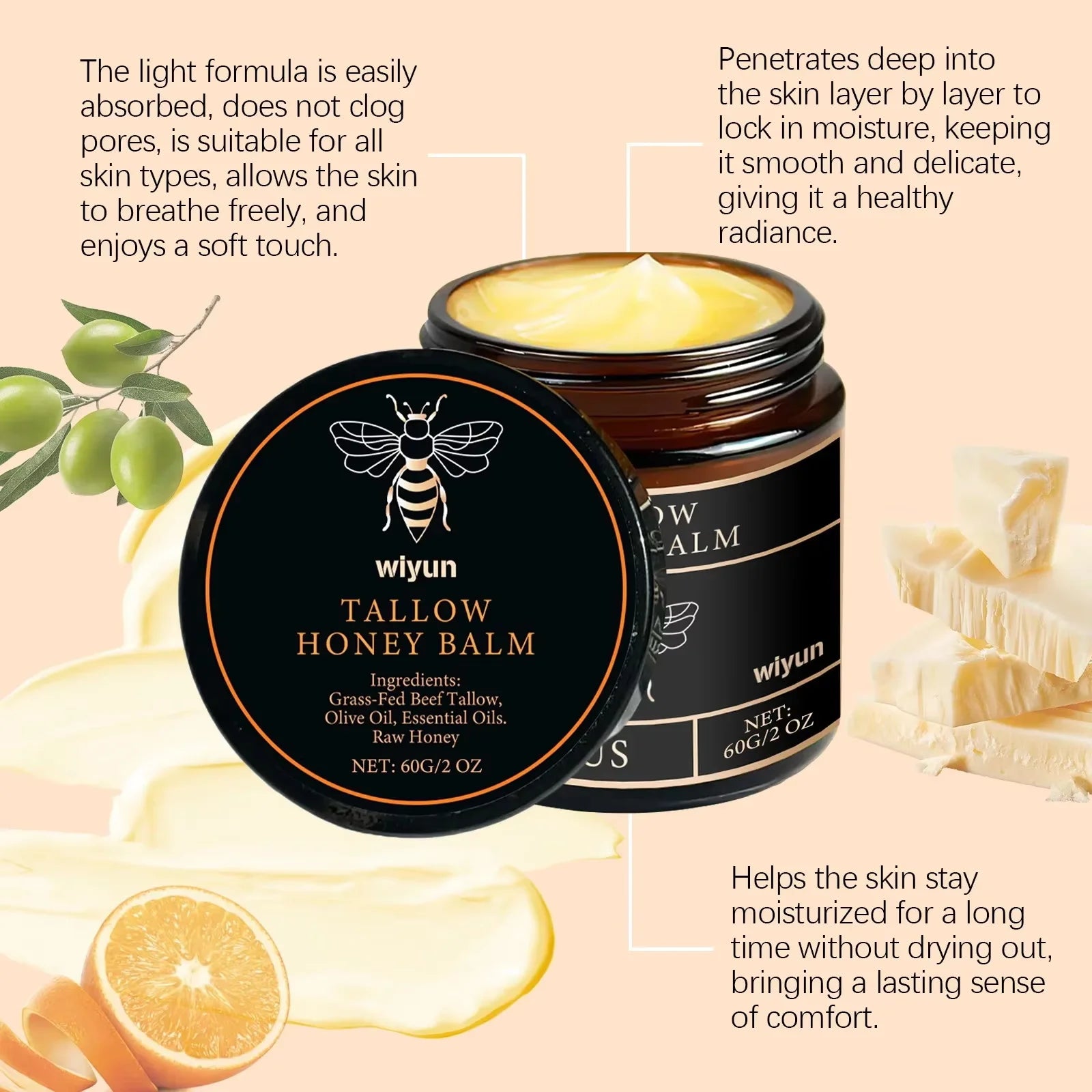 Beef Tallow Face Cream Improves Loose Skin Lasting Moisturizing Soothing Anti Aging Lifting Brightening Nourishing Skin Care Qme