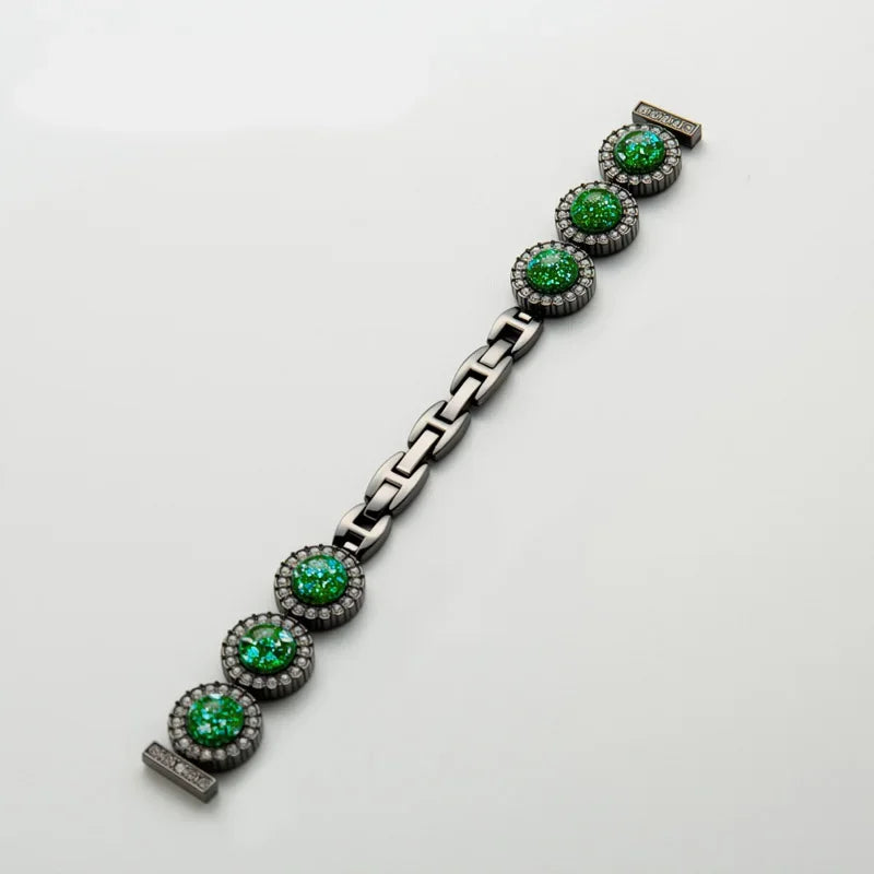 Sparkling Diamond Metal Watch Band For Apple iWatch Series 9 8 7 SE Luxury Jewelry Chain Wrist Strap Replacement Qme Sliver Green 42-44-45-49mm