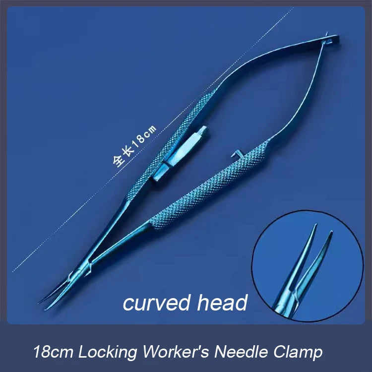 Barraquer Titanium Alloy Needle Holder Lock Curved Ophthalmic Qme