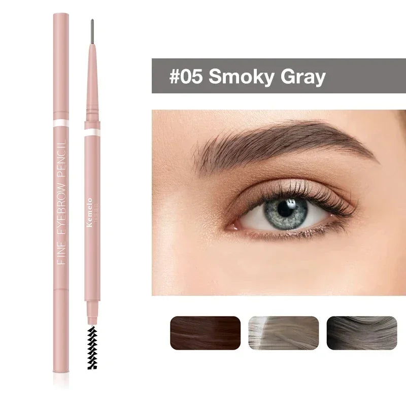 1.5mm Ultra Fine Double-ended Eyebrow Pencil Waterproof Sweat-proof Long Lasting Professional Eye Makeup Cosmetics Qme X5 Smoky gray