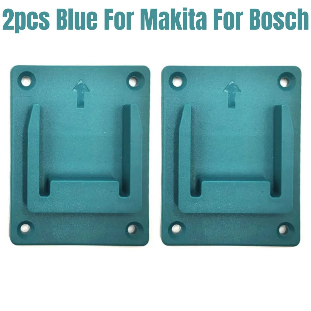 Wall Mount Drill Tool Storage Bracket For Makita For Bosch 14.4V/18V Li-ion Battery Tool Machine Fix Device Hang Display Stand Qme 2pcs Blue