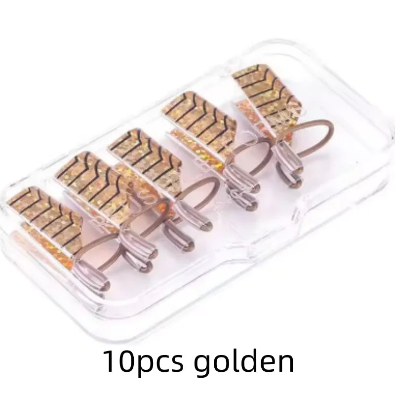 5/10pcs mix color Reusable Aluminum Nail Extensions Pallets Tips Forms Nail Art UV Gel Builder Adjustable Guide Stencil Manicure Qme 10pcs golden