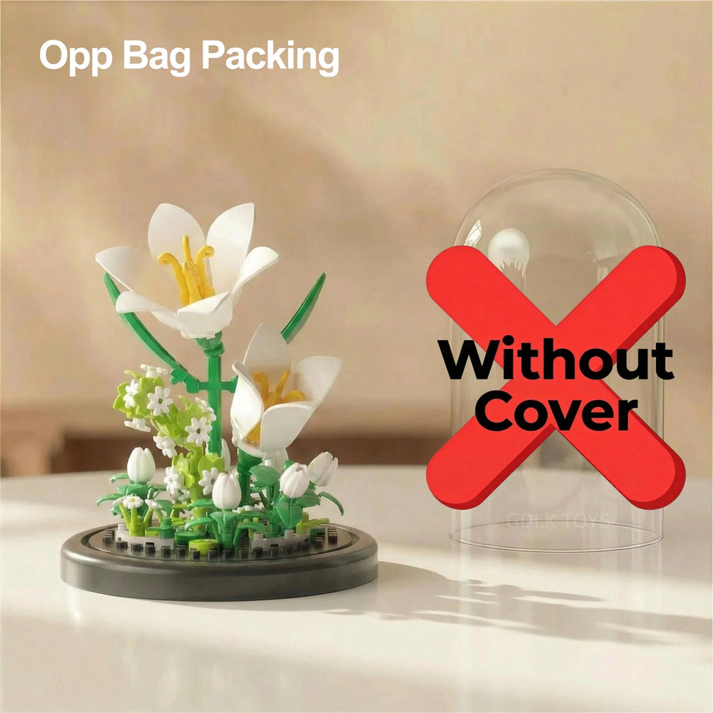 Eternal Flower Bouquet Bonsai Potted Plant Micro Building Blocks Model Home Decoration Puzzle Toys Kids Birthday Christmas Gifts Qme 3106-No Cover