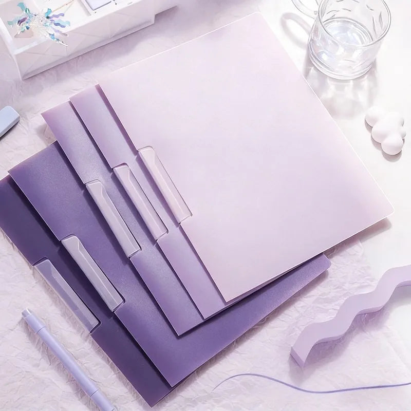 Gradient Folder Rotating Side Opening Buckle Test Paper Document Qme 5Pcs Gradient Purple