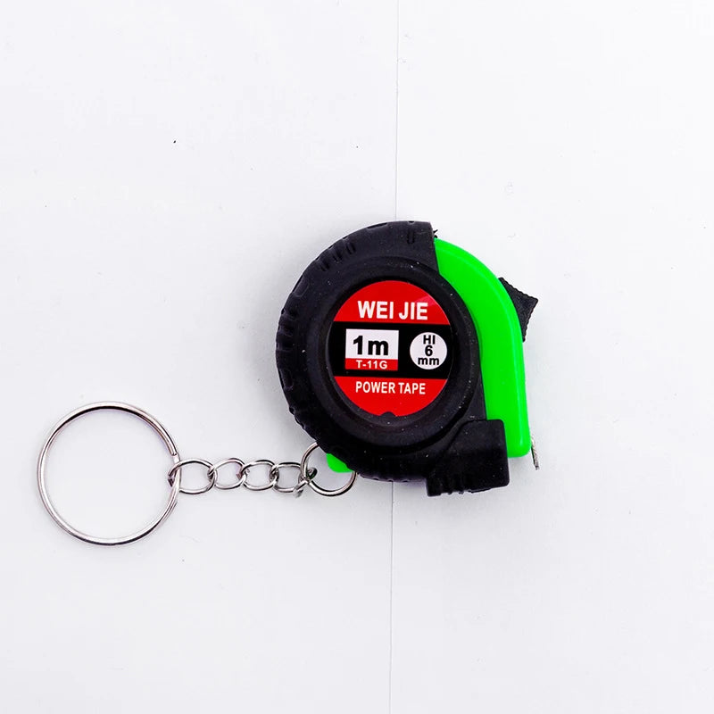 Mini Power Tape Measure Keychain Universal Pull Ruler Metric Tape Measure Retractable 1m Measuring Tape Meter Inch Tailor Tool Qme Green