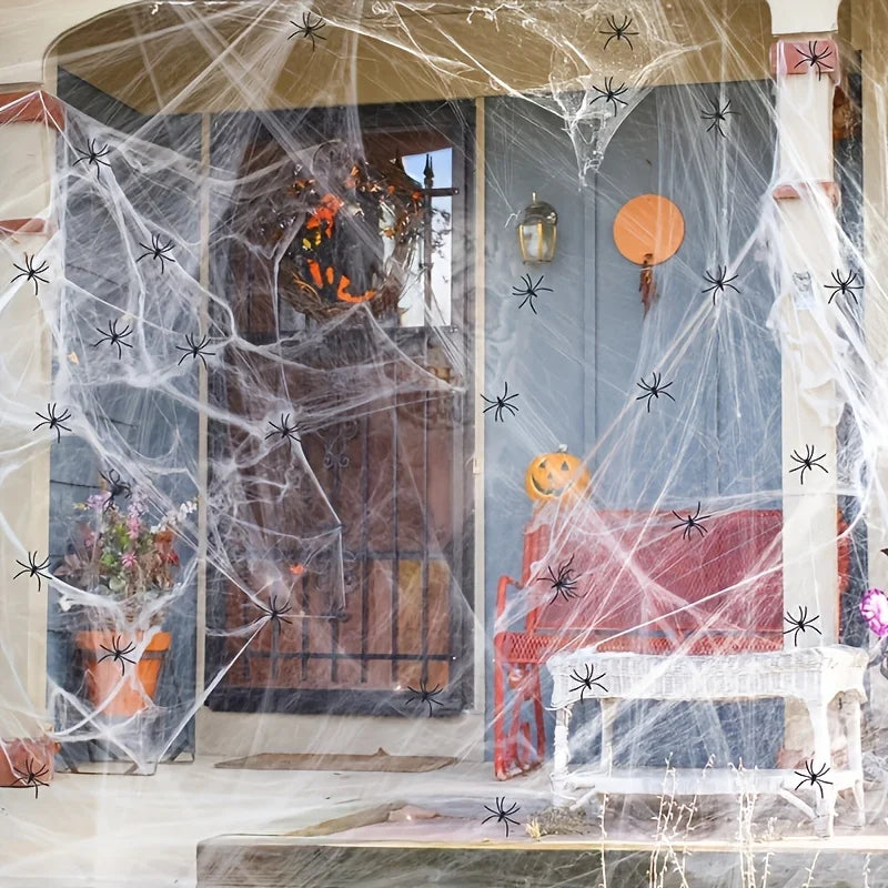 1 Spider Cotton Web Silk Small Party Haunted House Decoration Props Qme WHITE