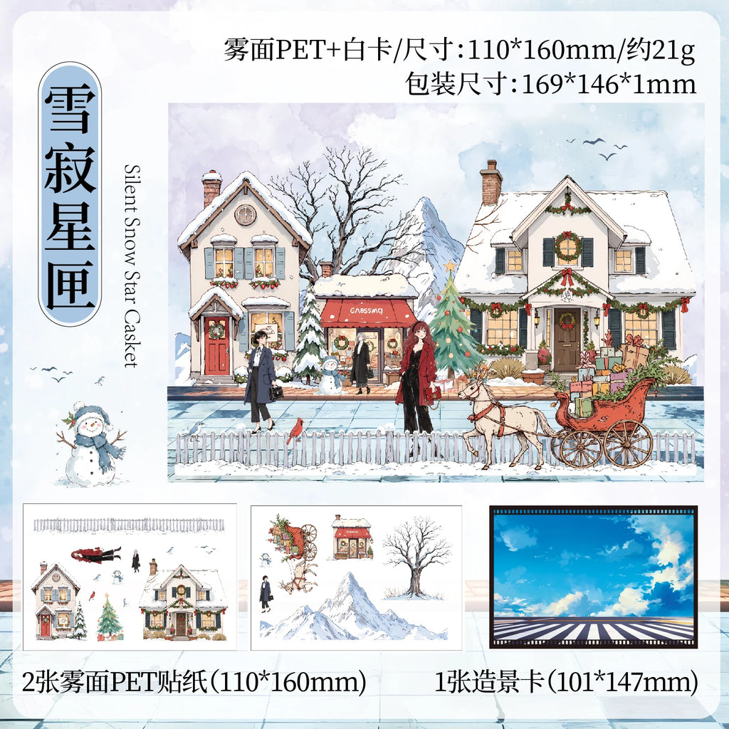 3 Sheets Four Seasons Scenery Stickers Pack PET Die cut Decorative handmade Scrapbooking Material Diary Album Craft Supplies Qme D