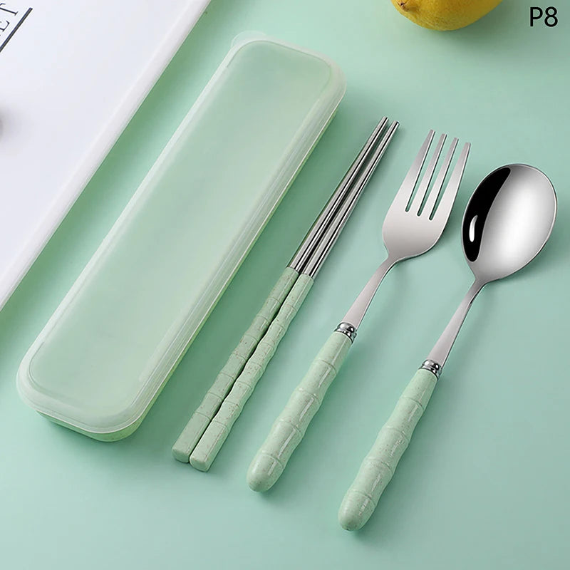 Chopsticks Spoons Forks Sets Stainless Steel Portable Tableware Qme 8