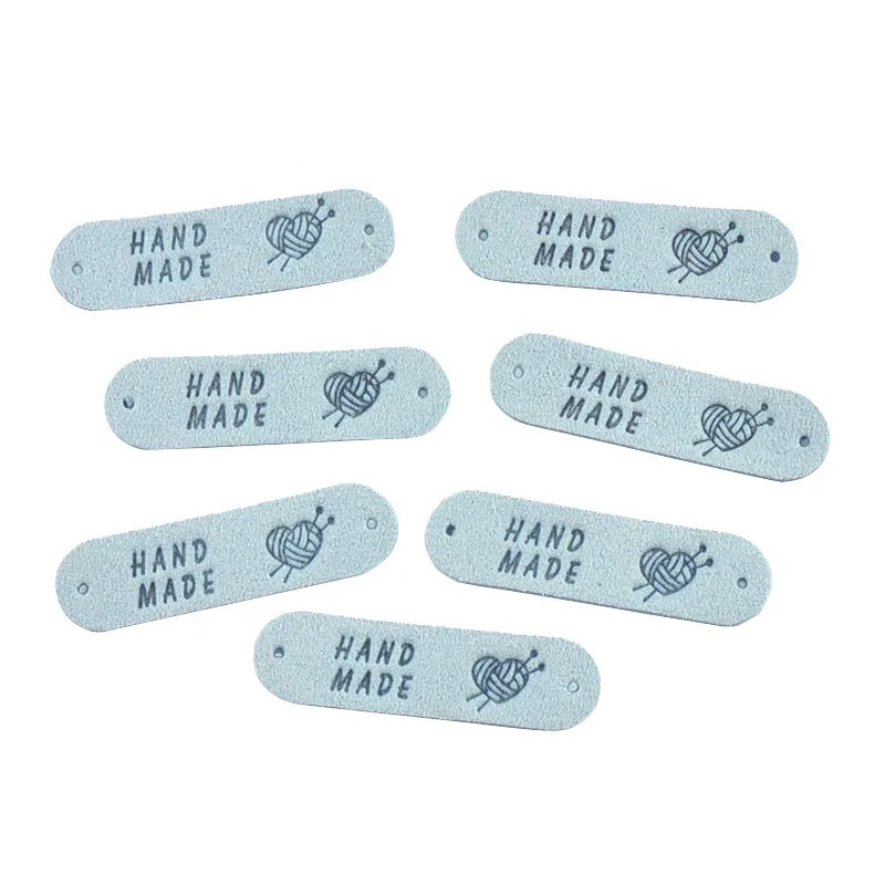 20Pcs 4.5x1.2cm 15Colors Mixed Leather Embossed Labels Sewing Accessories 2holes Garment Tag Handmade DIY Clothes Material c4017 Qme 6-20Pcs